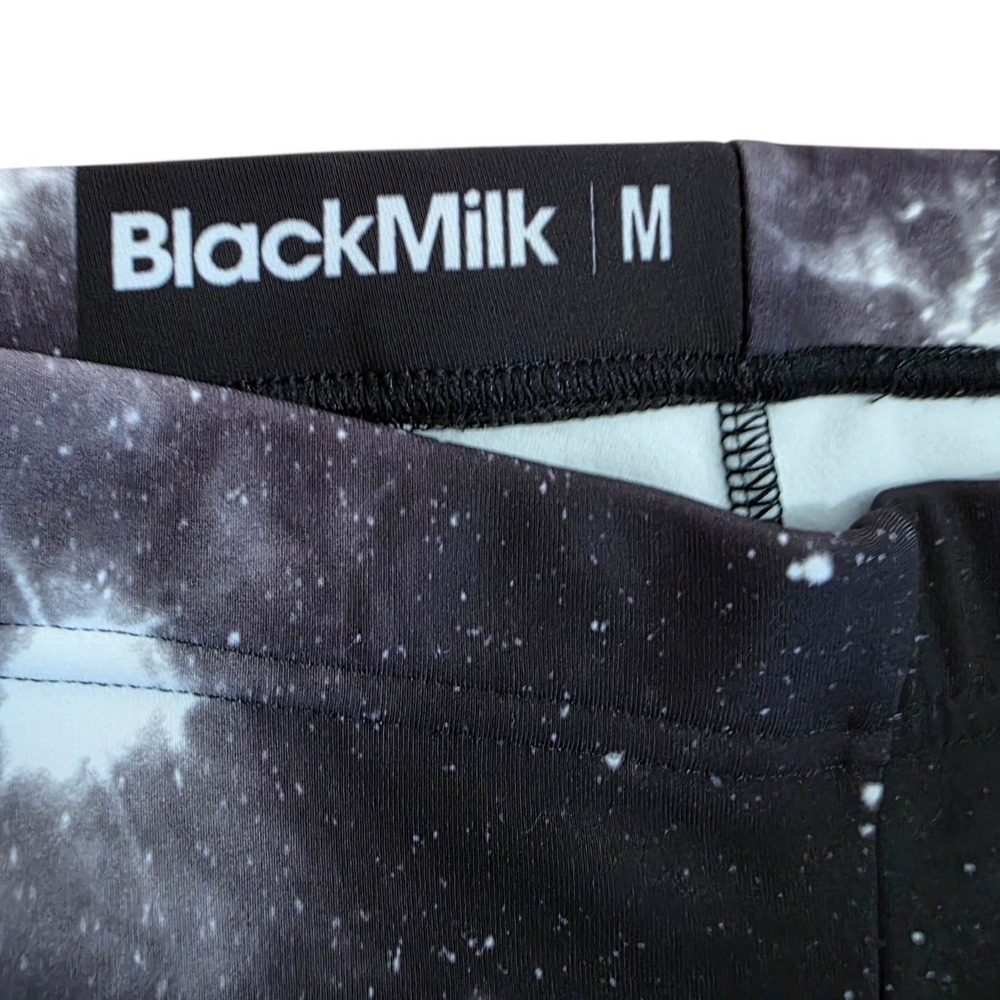 BlackMilk Galaxy Print Leggings Black White Nebula Stars Made in Australia M - Picture 3 of 7